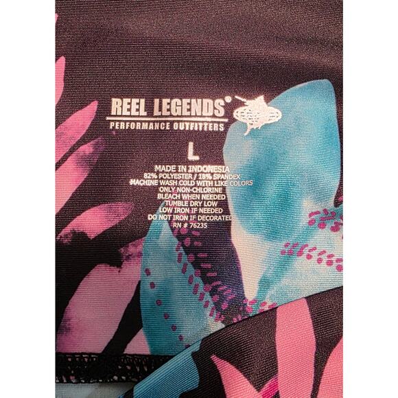 Reel Legends palm tree Pants Womens Large Leggings Cropped Capri Active - Picture 3 of 4